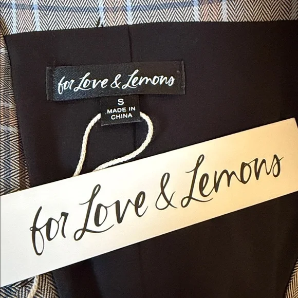 For Love And Lemons Gray Plaid Crop Blazer Size Small - Picture 10 of 10